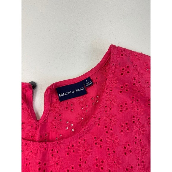 Northcrest Tank Top Womens L Pink Sleeveless Crochet Trim Casual Summer - Picture 9 of 10